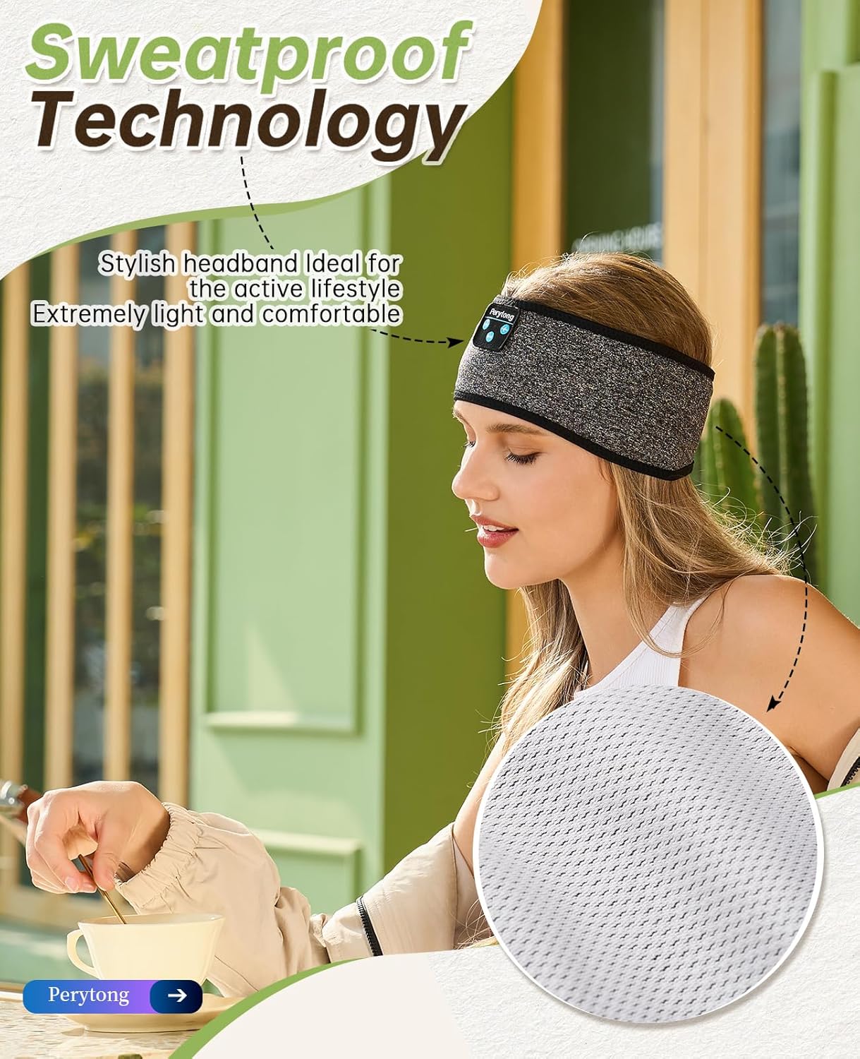 Elastic Bluetooth Headband with Built-In Headphone