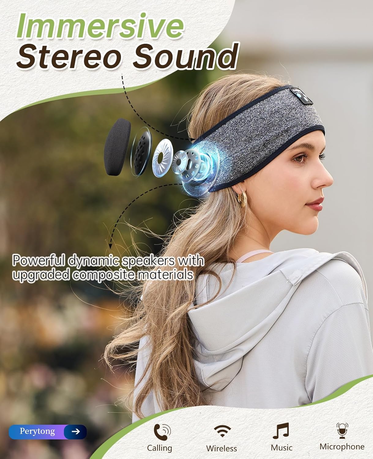 Elastic Bluetooth Headband with Built-In Headphone