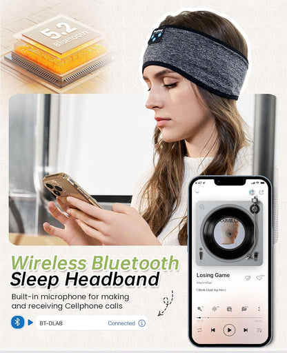 Elastic Bluetooth Headband with Built-In Headphone