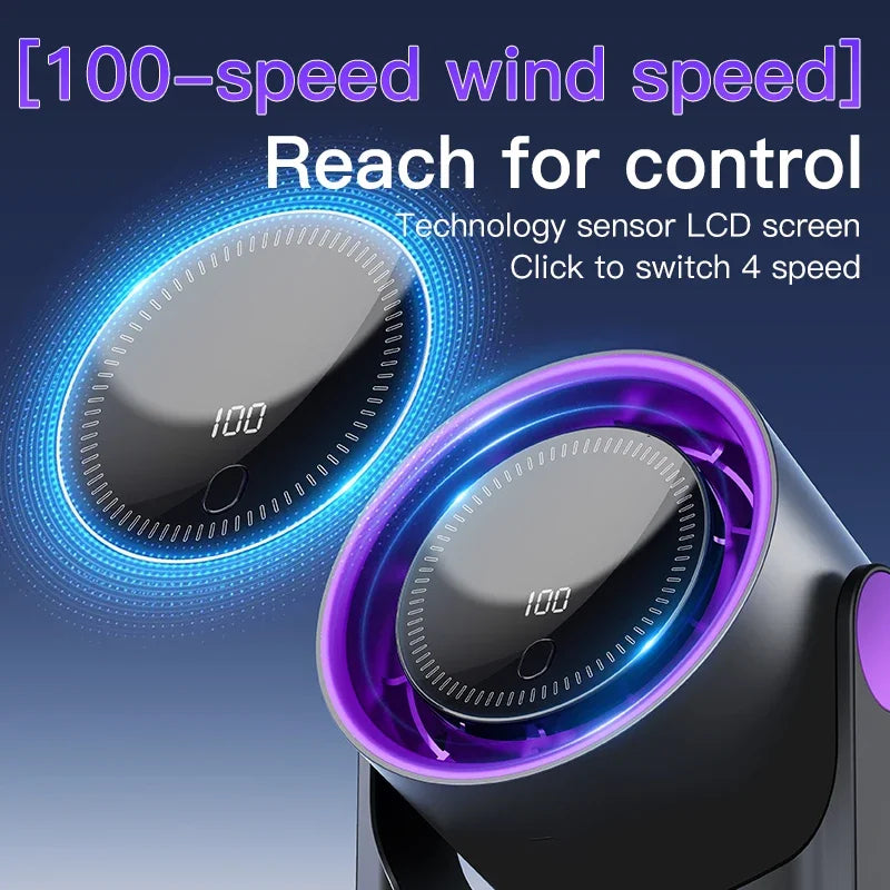 🌬️ Smart Bladeless Fan – 100-Speed | USB Rechargeable | Silent & Portable Cooling