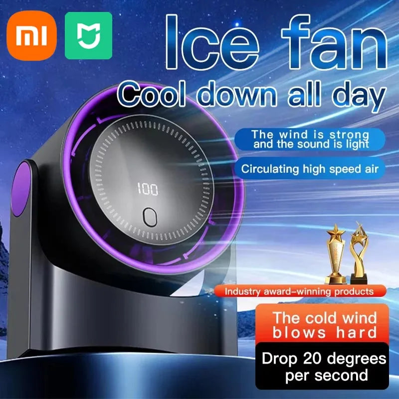 🌬️ Smart Bladeless Fan – 100-Speed | USB Rechargeable | Silent & Portable Cooling