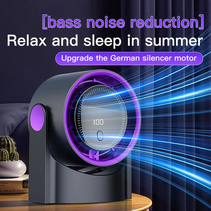 🌬️ Smart Bladeless Fan – 100-Speed | USB Rechargeable | Silent & Portable Cooling